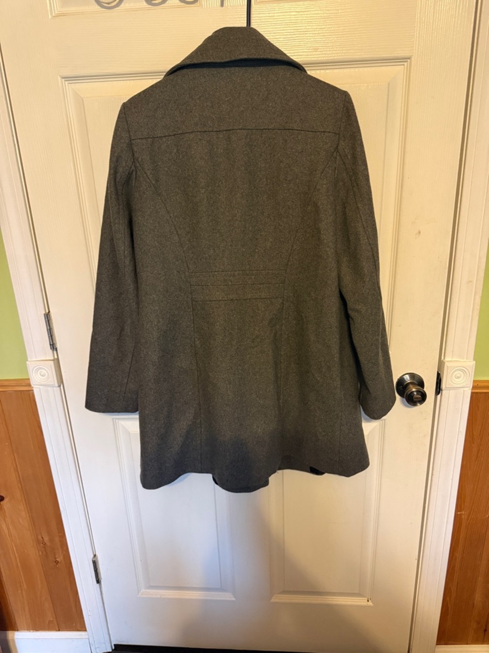 Anne Klein Gray Double-Breasted Wool-Blend Peacoat - Picture 2 of 7